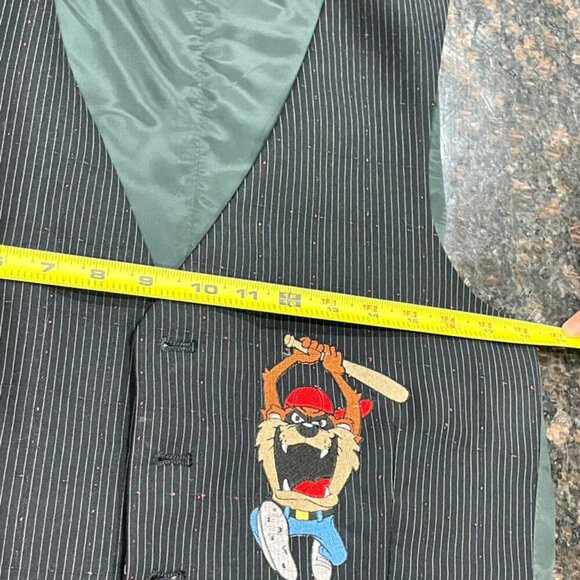 VINTAGE 1992 LOONEY TUNES TAZMANIA DEVIL 100%COTTON BLAZER VEST Sz S Cartoons - Picture 4 of 16